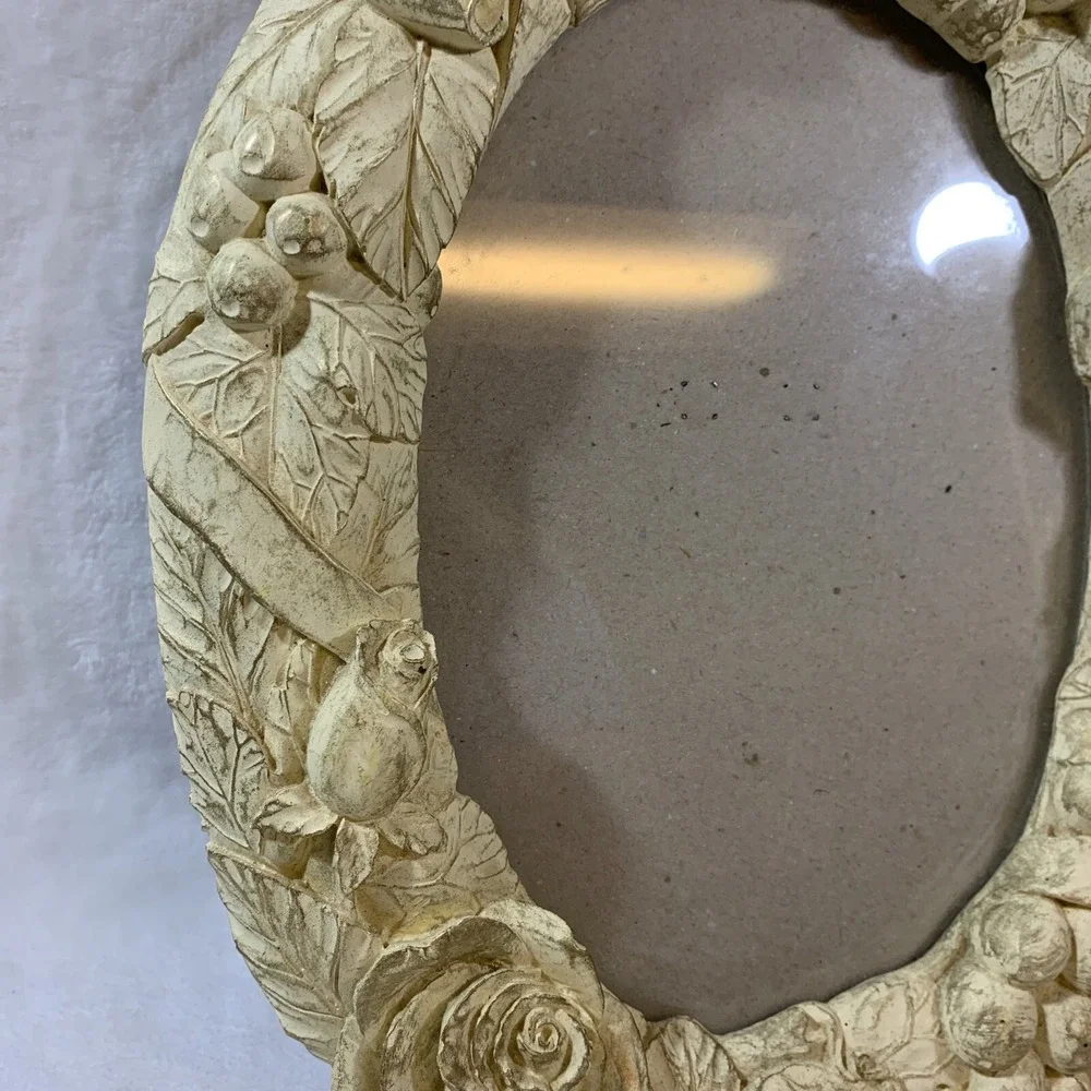 Vintage Ornate Oval Floral Rose Shabby Victorian Chic Style Grapes Picture Frame